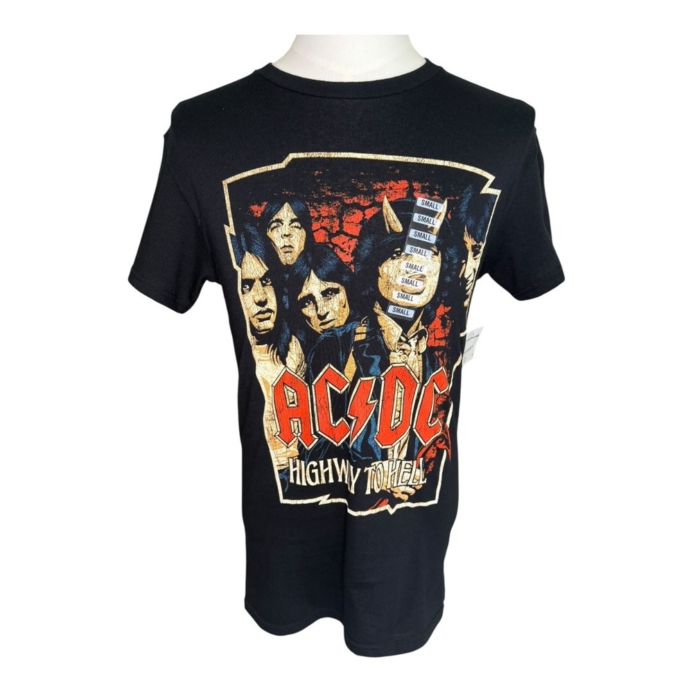 AC/DC Highway To Hell Band Tee Graphic Print Short Sleeve T-Shirt Small